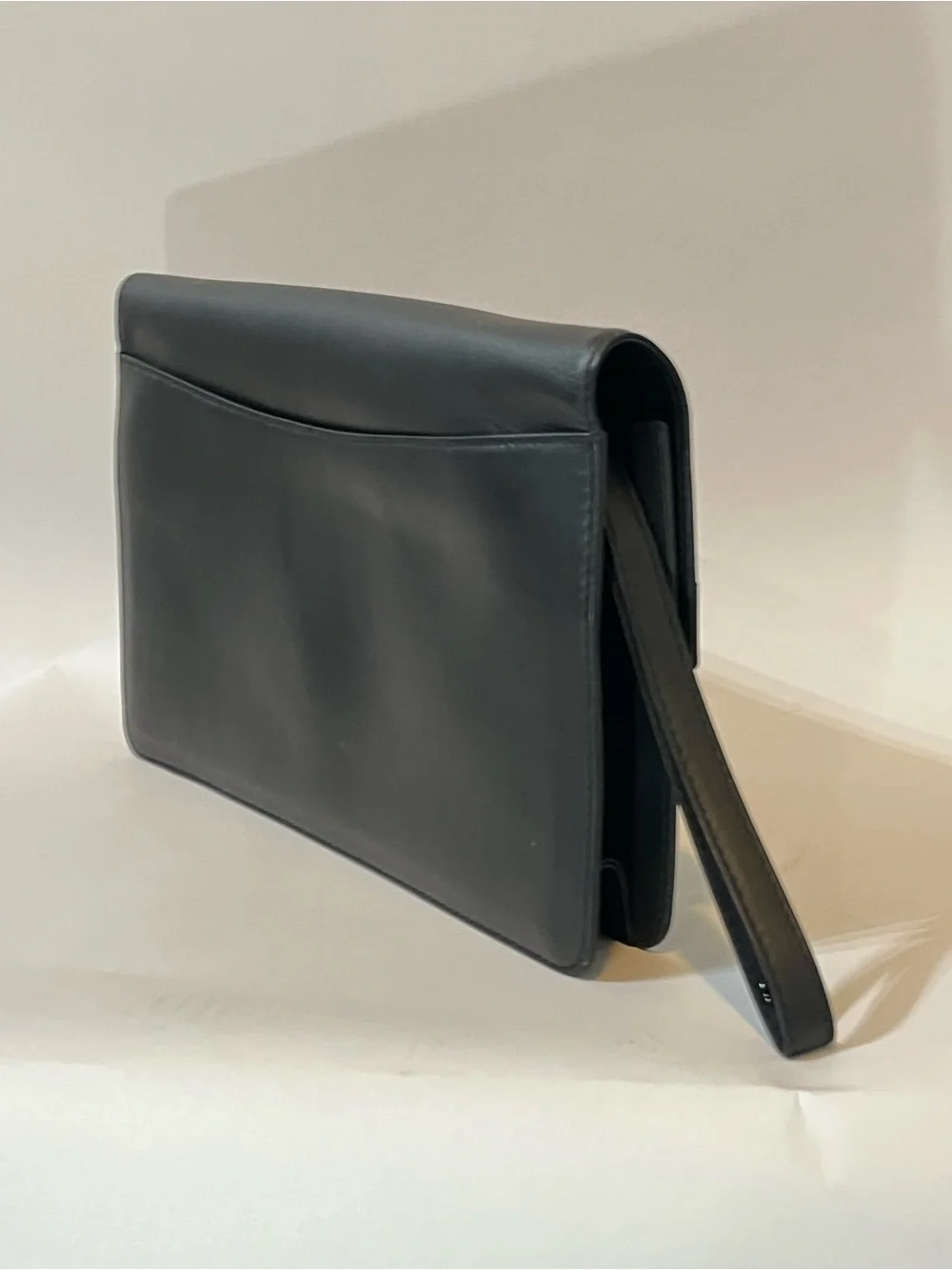 Dunhill Vintage Black Leather Clutch Gold Combination Lock Wristlet 🇮🇹